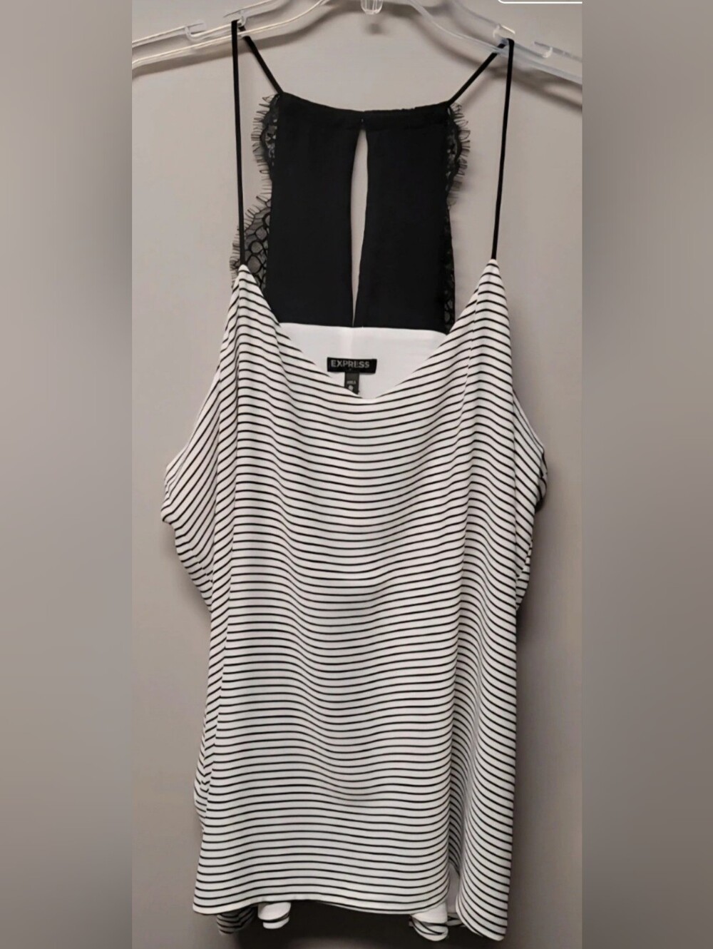 NWT XL Express black and white striped lace racerback tank top